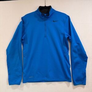 Nike men's small blue Therma-FIT half-zip pullover shirt